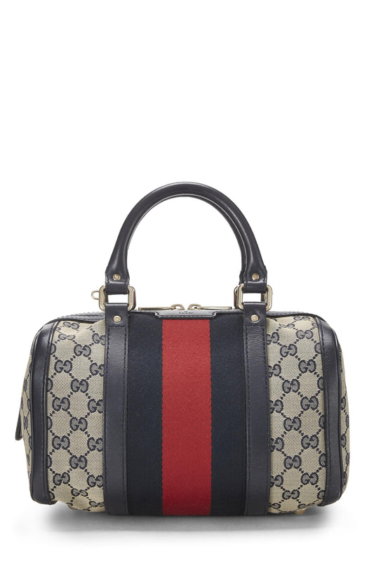 Gucci, Blue Original GG Canvas Web Boston Bag Small, Blue