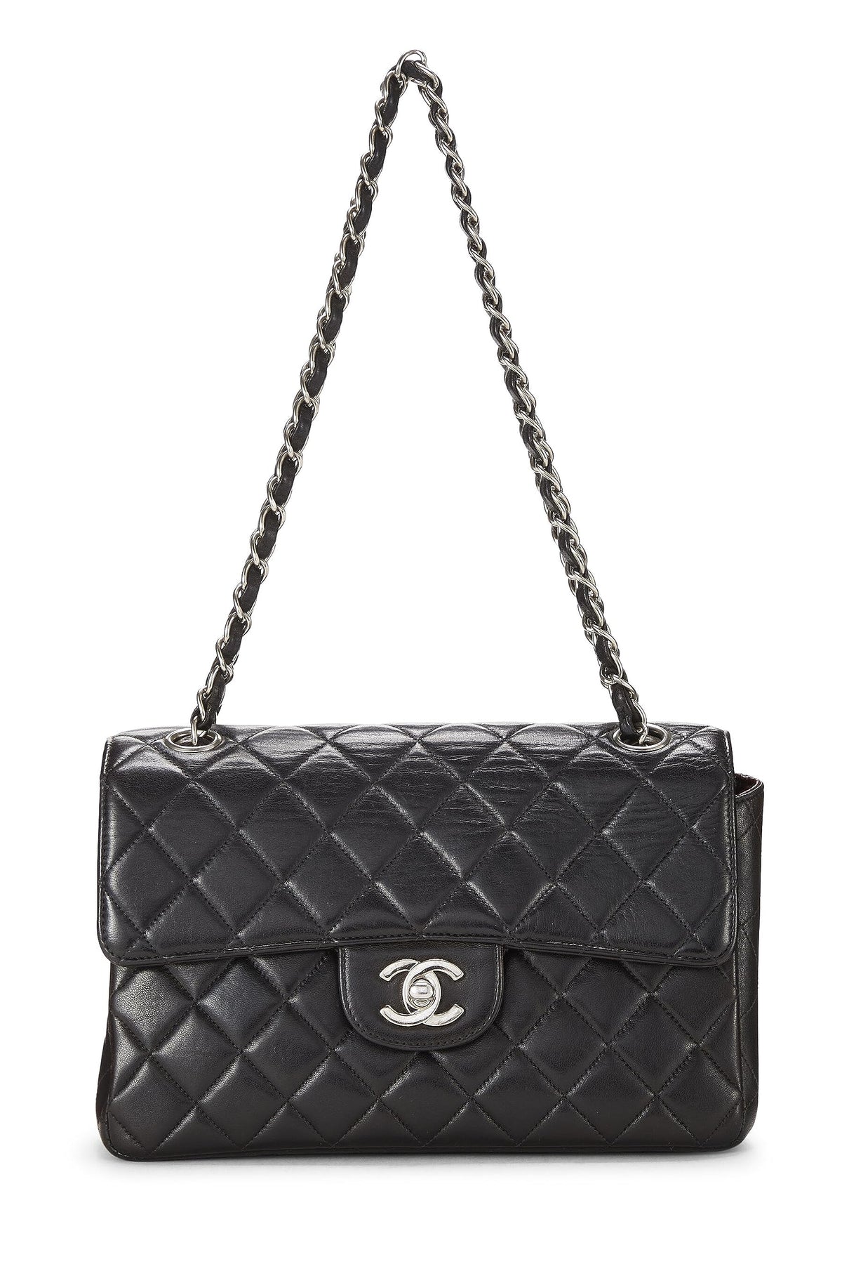 Chanel,  Black Quilted Lambskin Double Sided Flap Small, Black
