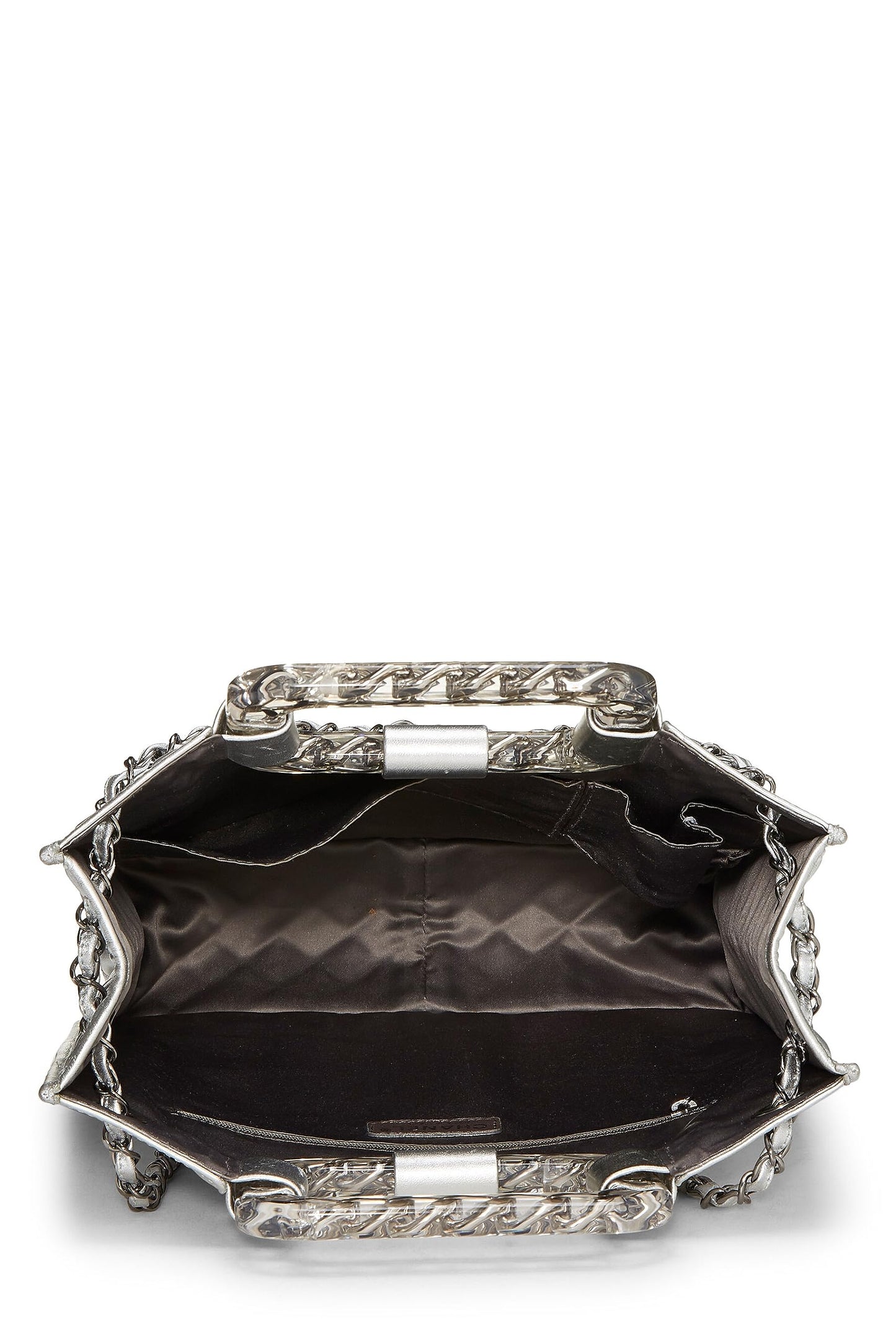 Chanel,  Metallic Silver Quilted Leather Ice Cube Shopping Tote, Silver