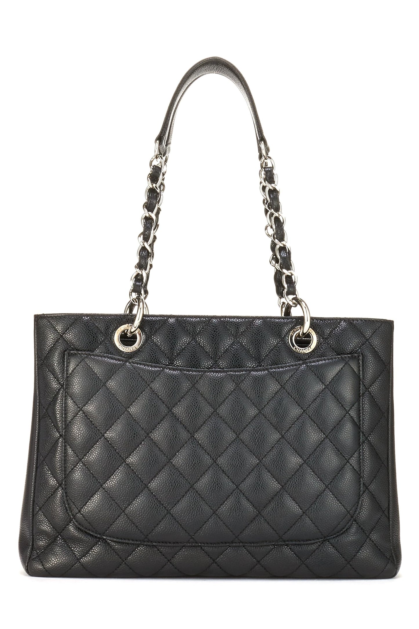 Chanel,  Black Quilted Caviar Grand Shopping Tote (GST), Black