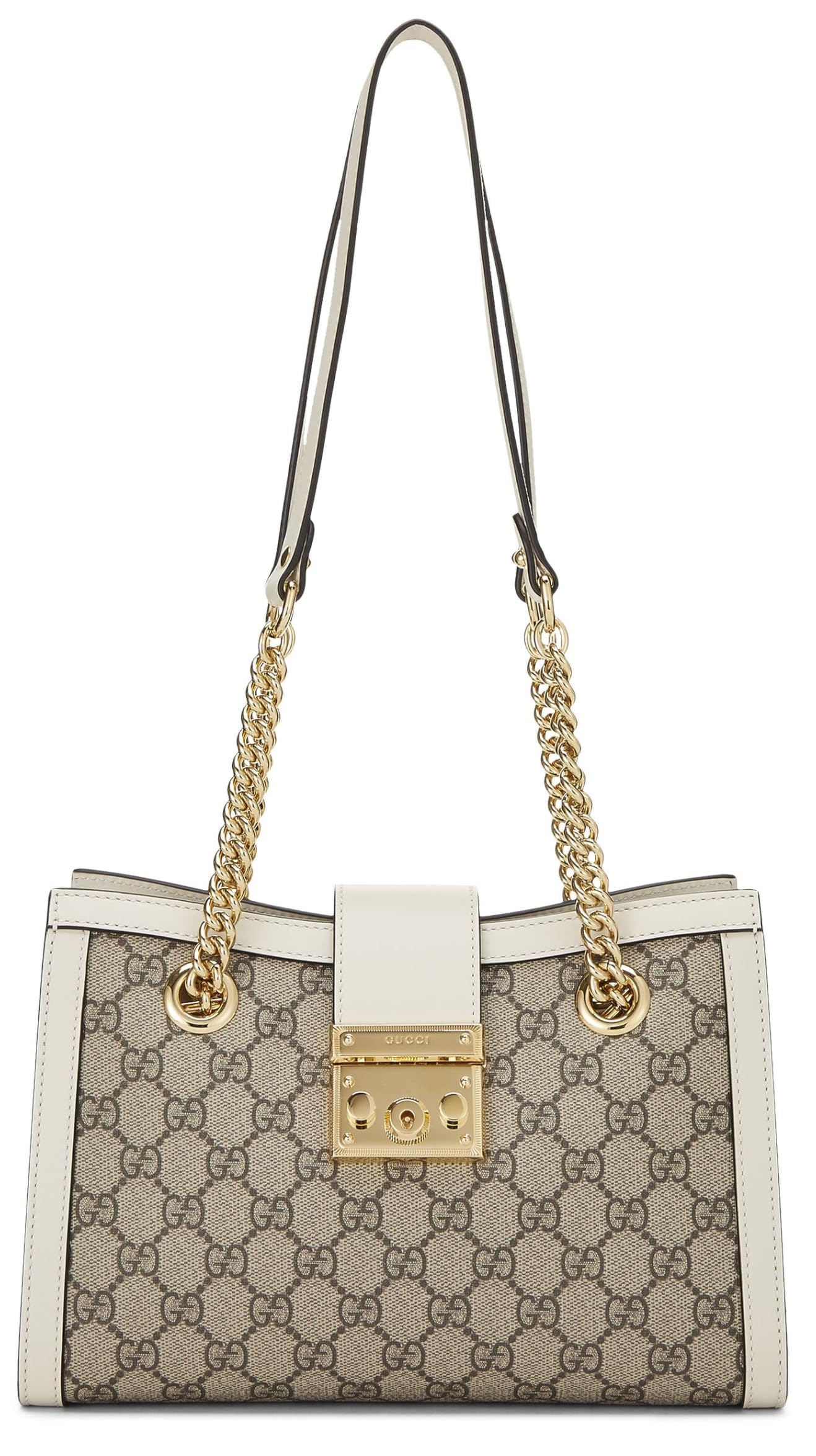 Gucci, Ivory GG Supreme Canvas Padlock Tote Small, White