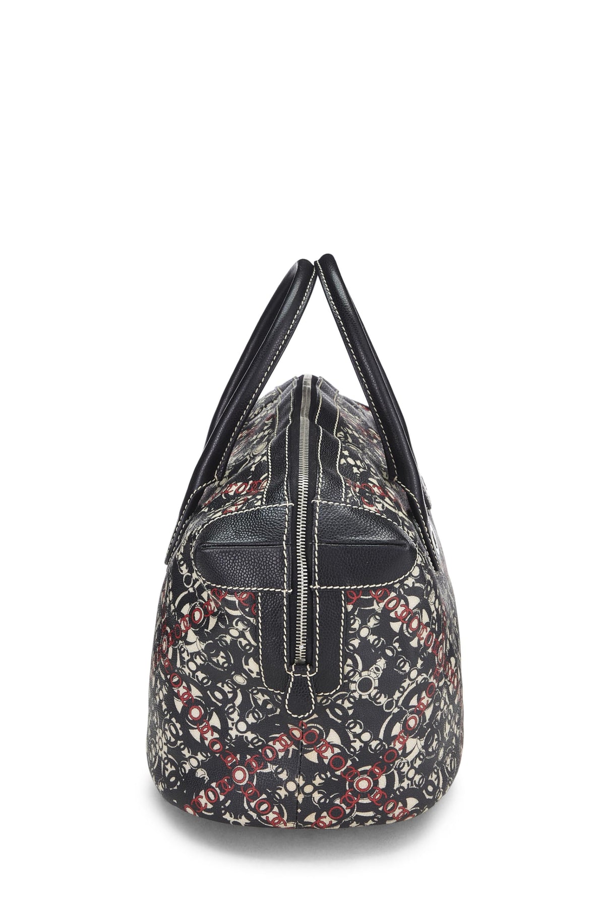 Chanel,  Black Coated Canvas Optic Coco Bowler Medium, Black