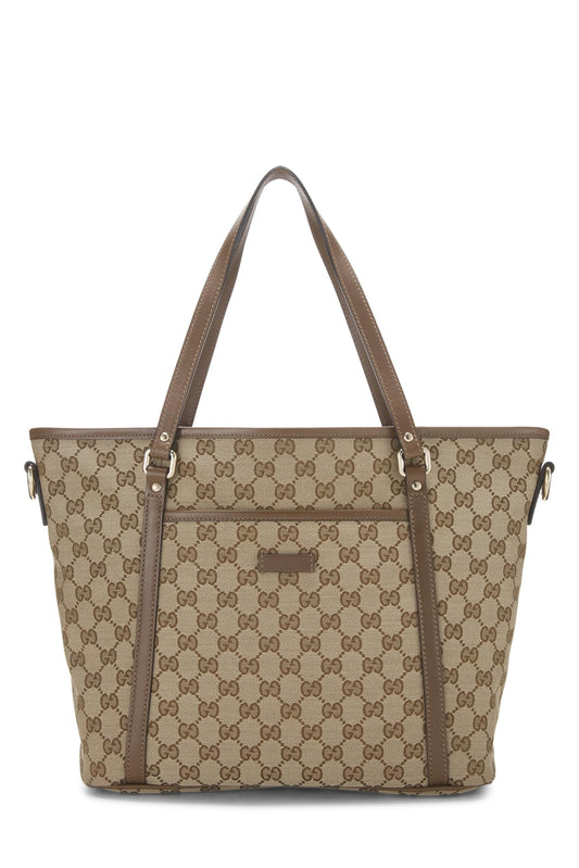 Gucci, Original GG Canvas Zip Tote, Brown