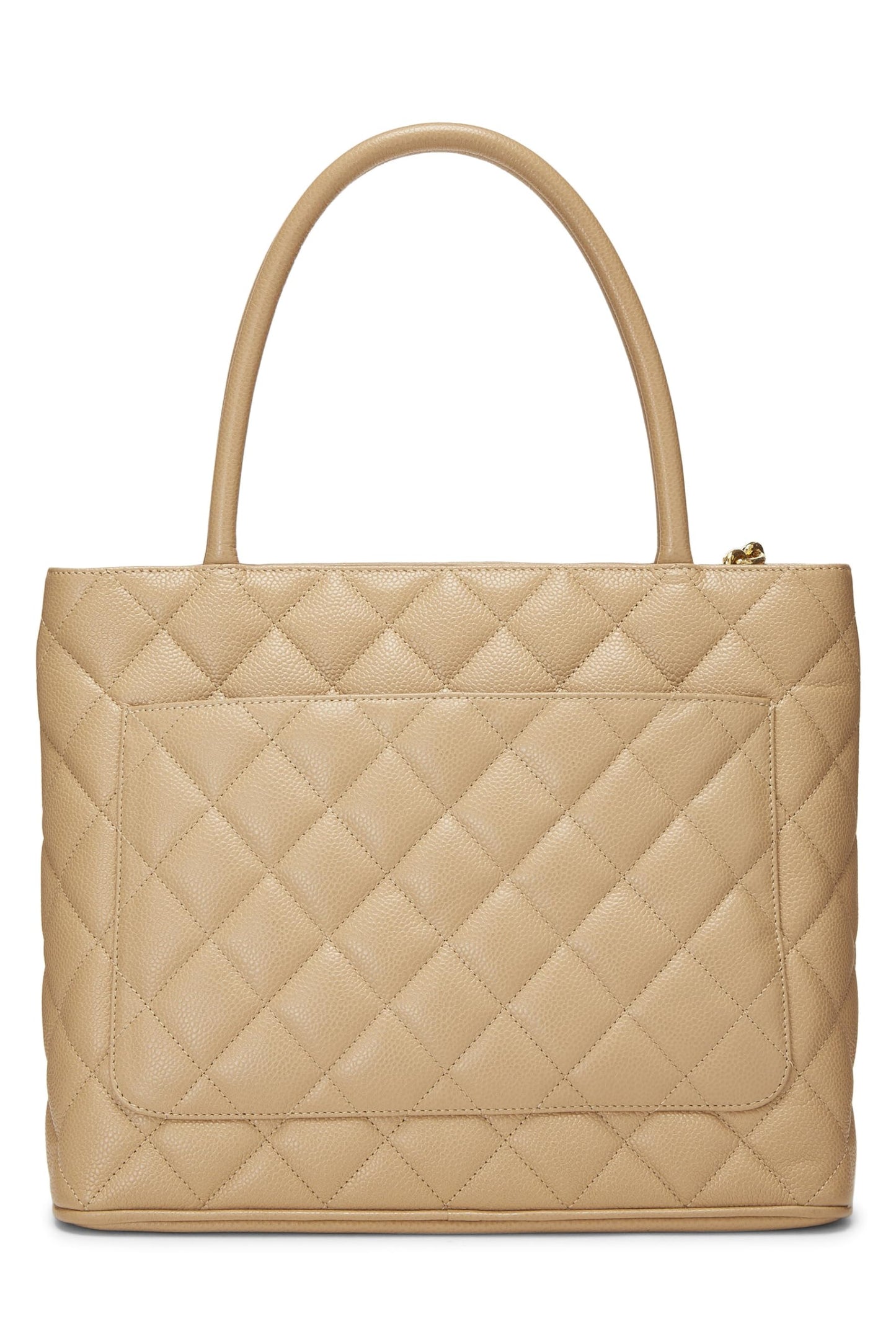 Chanel,  Beige Quilted Caviar Medallion Tote, Beige