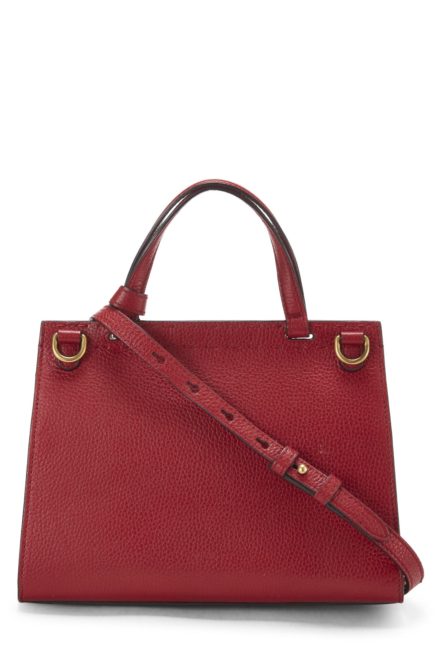 Gucci, Red Leather GG Marmont Top Handle Flap Bag Mini, Red
