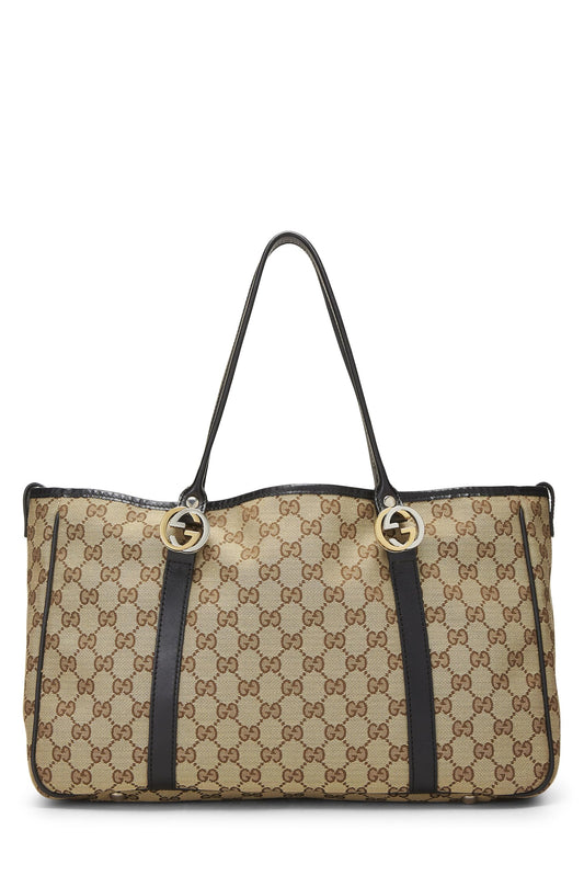Gucci, Black Original GG Canvas Twins Tote, Black