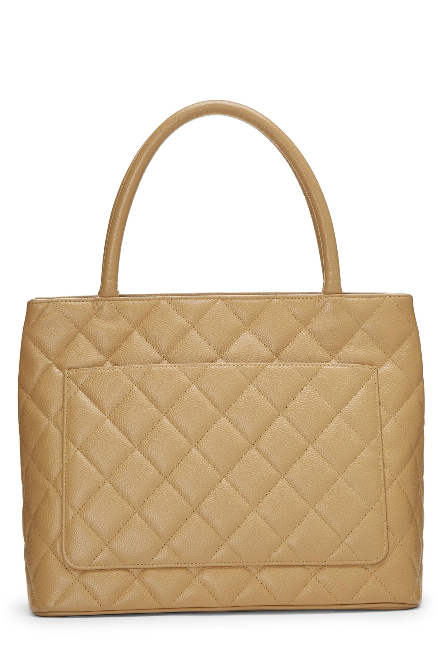 Chanel,  Beige Quilted Caviar Medallion Tote, Beige