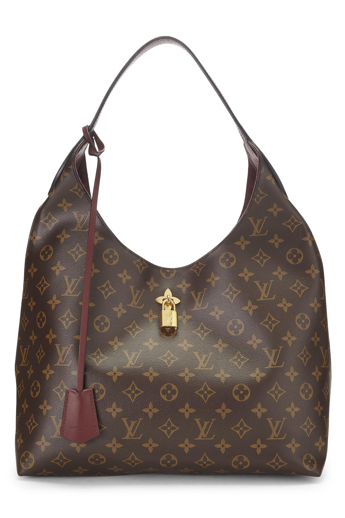 Louis Vuitton,  Burgundy Monogram Flower Hobo, Burgundy