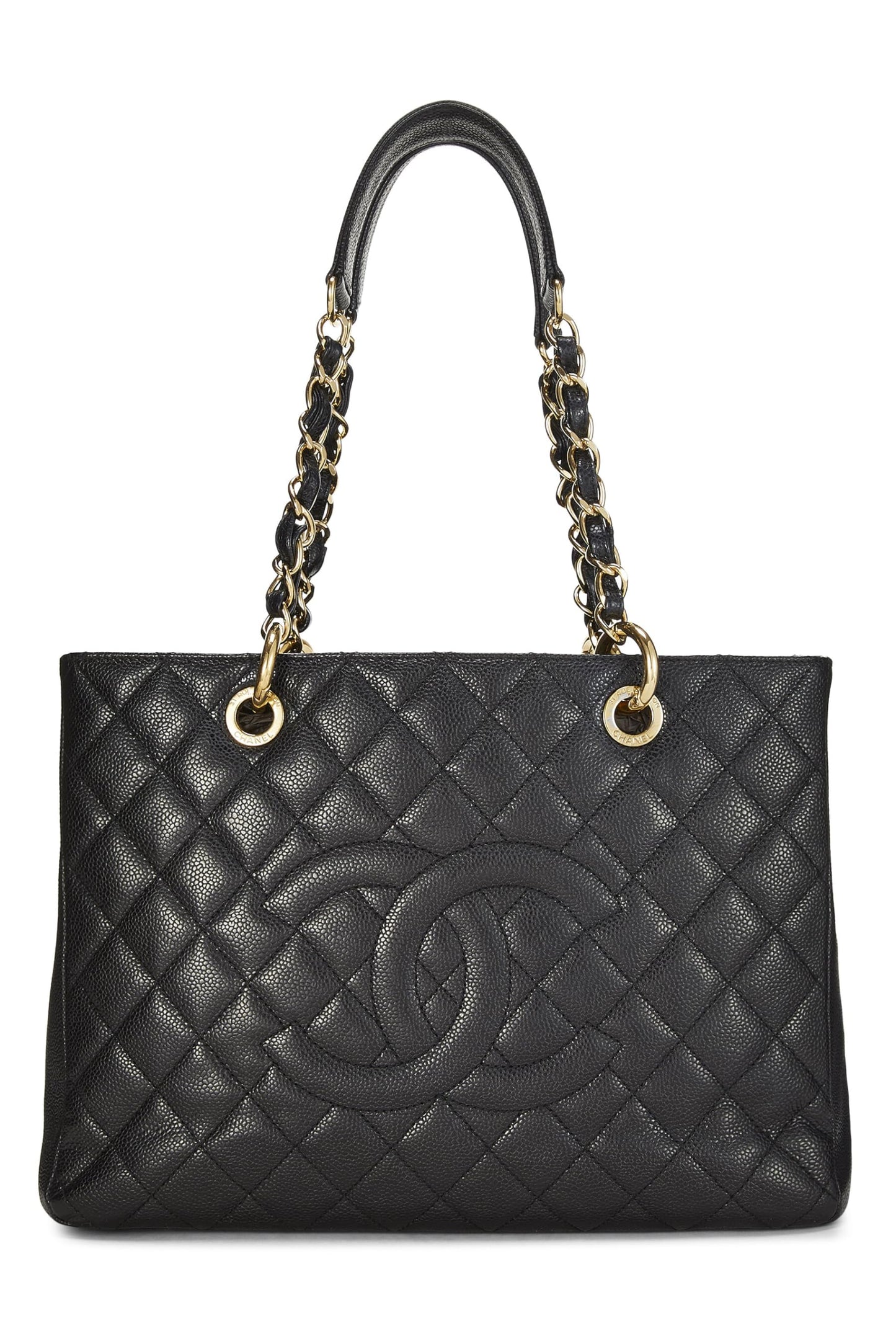 Chanel,  Black Quilted Caviar Grand Shopping Tote (GST), Black