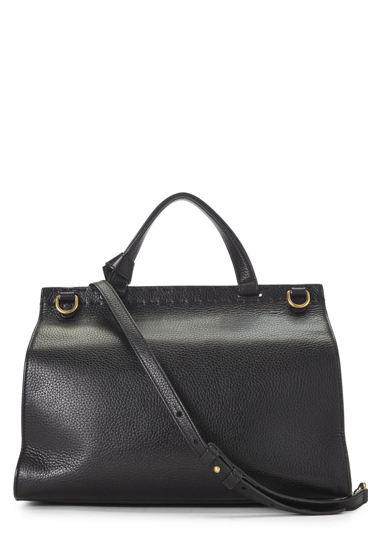 Gucci, Black Leather GG Marmont Top Handle Flap Bag Small, Black