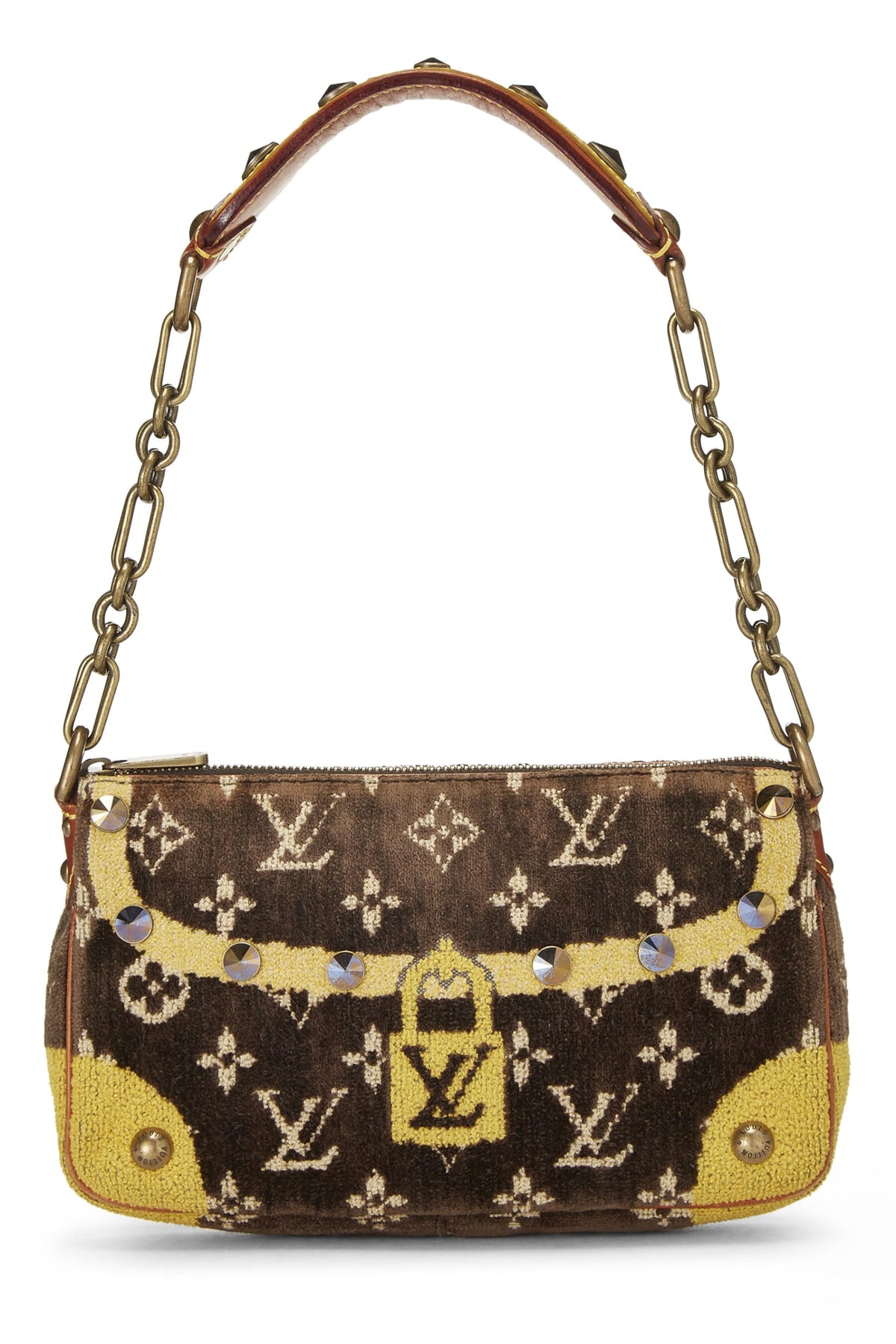 Louis Vuitton,  Brown & Yellow Monogram Velour Trompe L'oeil Pochette, Brown