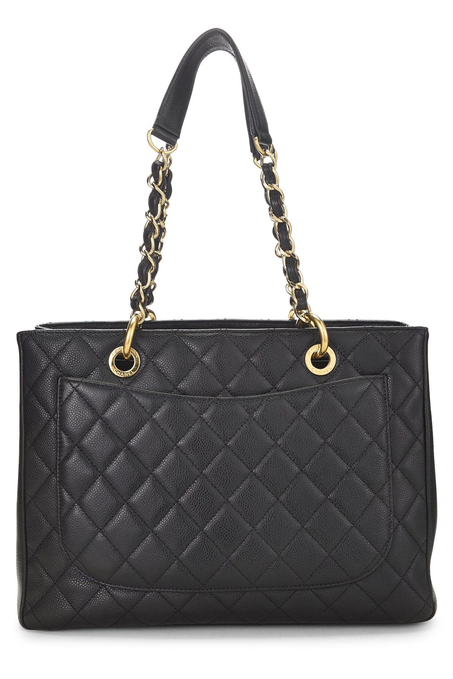Chanel,  Black Quilted Caviar Grand Shopping Tote (GST), Black