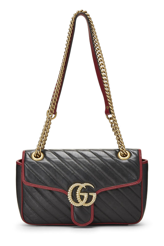 Gucci, Black Leather Torchon Marmont Shoulder Bag Small, Black