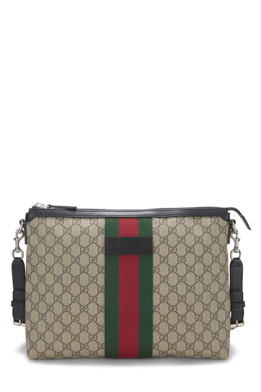 Gucci, Black GG Supreme Canvas Web Messenger, Black