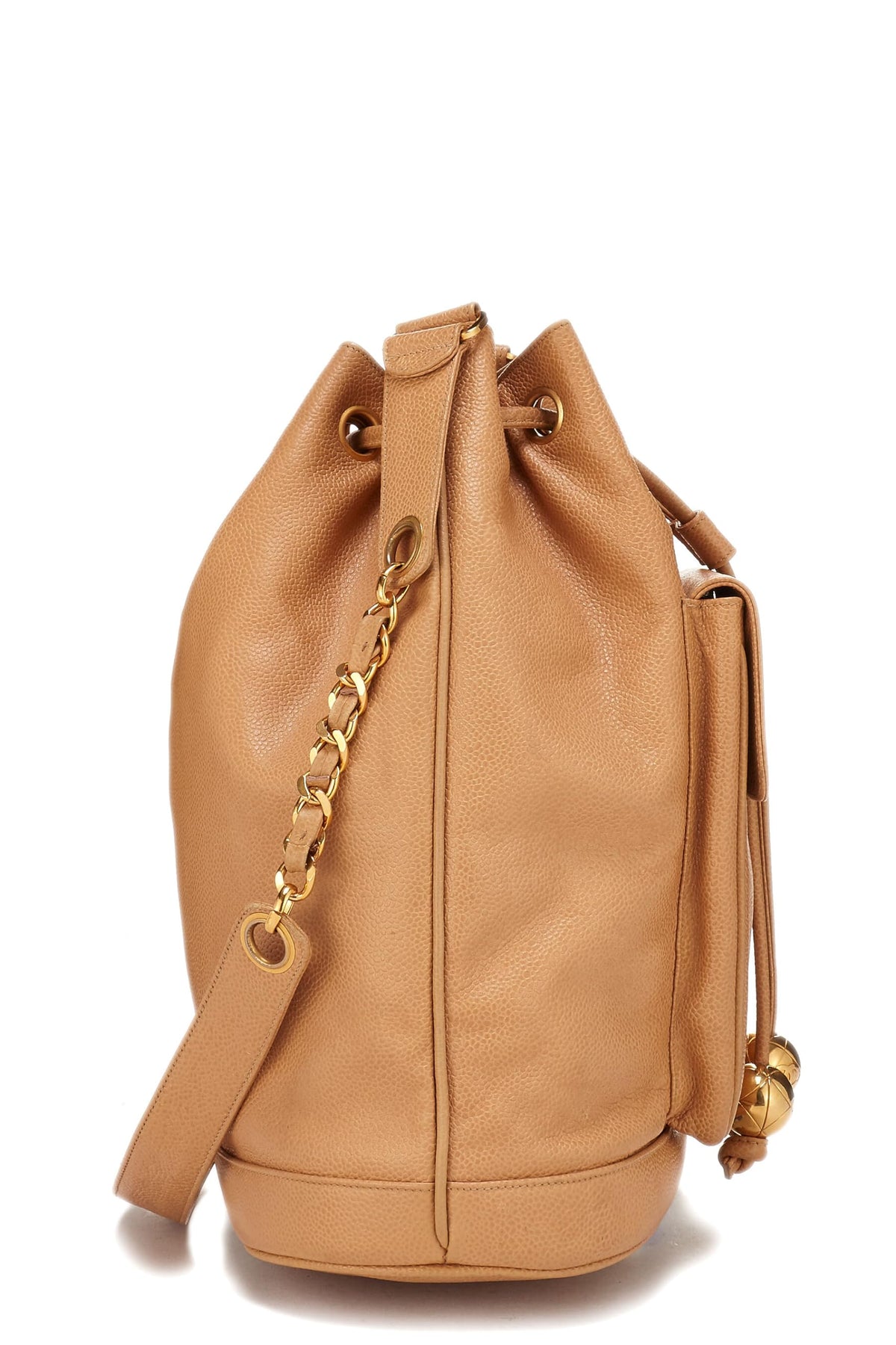 Chanel,  Beige Caviar Bucket Bag Large, Beige