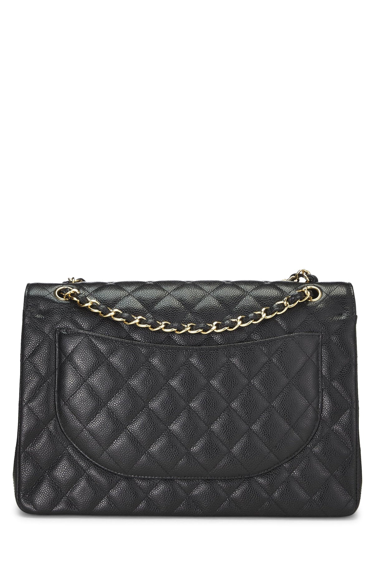 Chanel,  Black Quilted Caviar New Classic Double Flap Maxi, Black