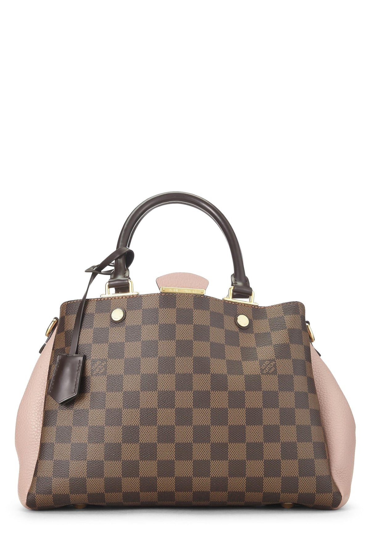 Louis Vuitton,  Damier Ebene Canvas & Pink Leather Brittany, Pink