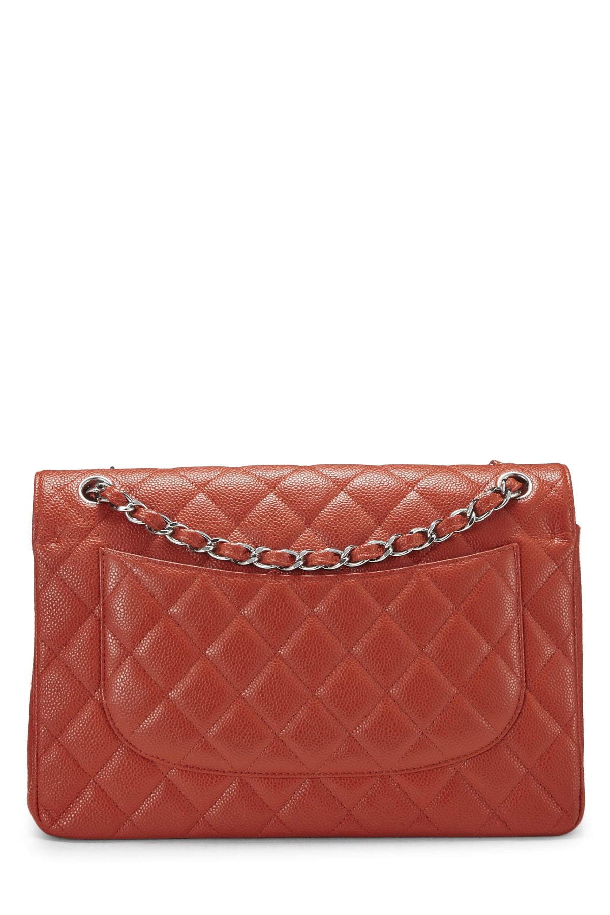 Chanel,  Orange Quilted Caviar New Classic Double Flap Jumbo, Orange