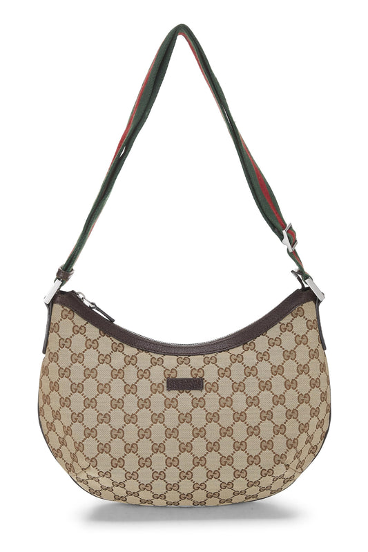 Gucci, Original GG Canvas Web Round Messenger, Brown