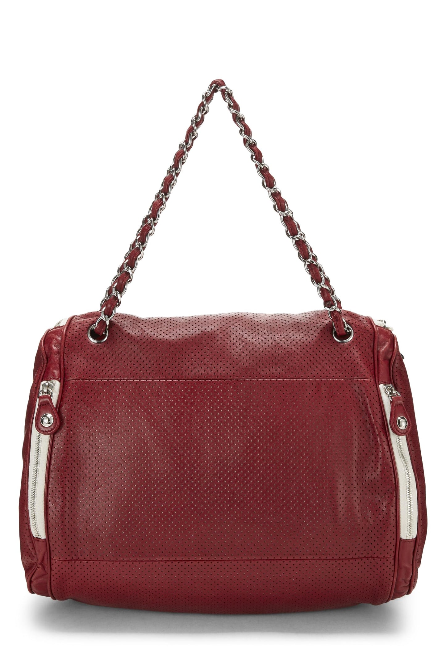 Chanel,  Burgundy Perforated Leather 'CC' Tote, Red