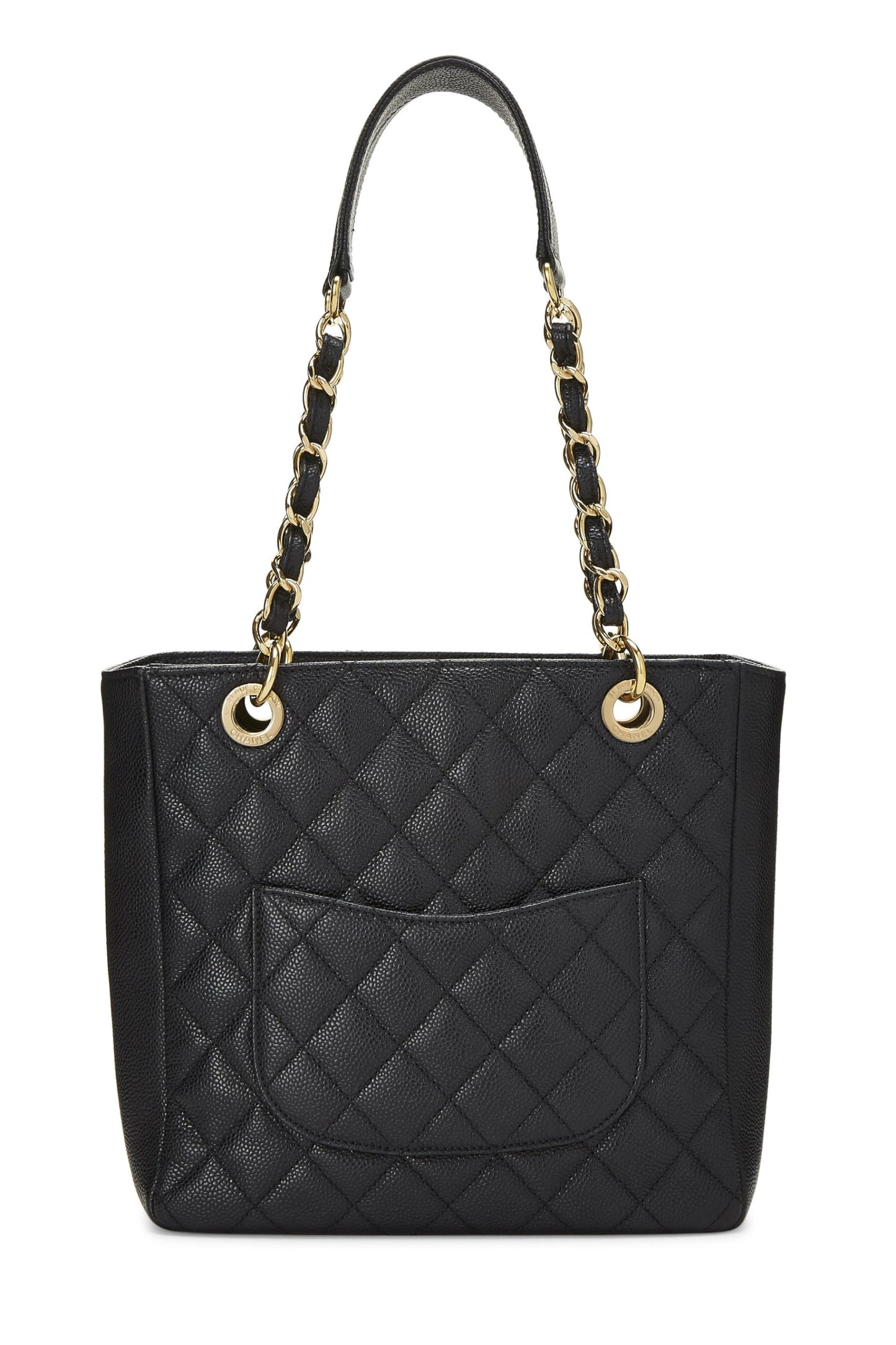 Chanel,  Black Quilted Caviar Petite Shopping Tote (PST), Black