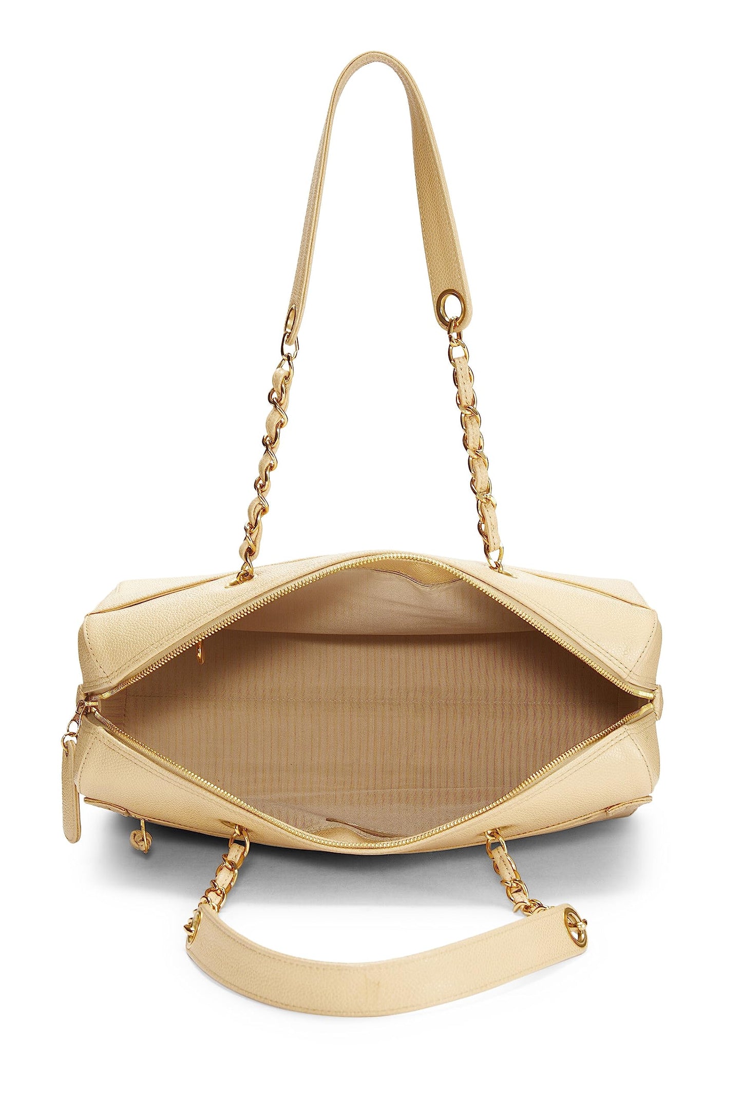Chanel,  Beige Caviar Zip Tote Small, Beige
