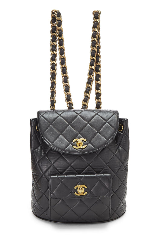 Chanel,  Black Quilted Lambskin 'CC' Classic Backpack Medium, Black