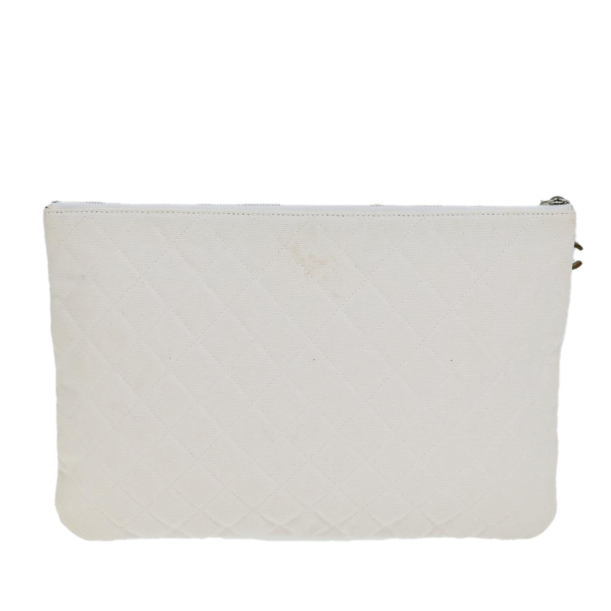 Top Quality Chanel Matelasse Clutch Bag Canvas Ivory CC Auth 82075