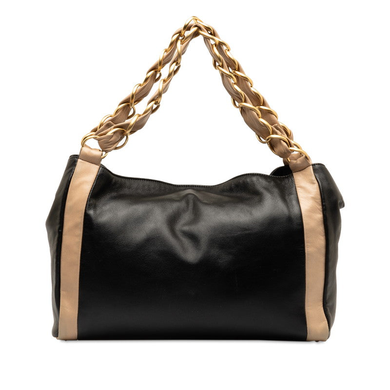 Chanel Coco Chain Tote Bag Black Beige   Chanel