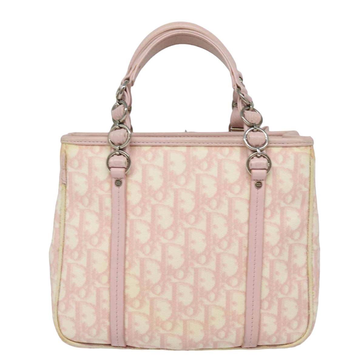 CHRISTIAN DIOR Trotter Romantic Hand Bag PVC Pink Auth 82146