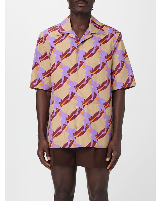 Gucci Printed Short Sleeve Shirt Men Beige Regular XXL Beige