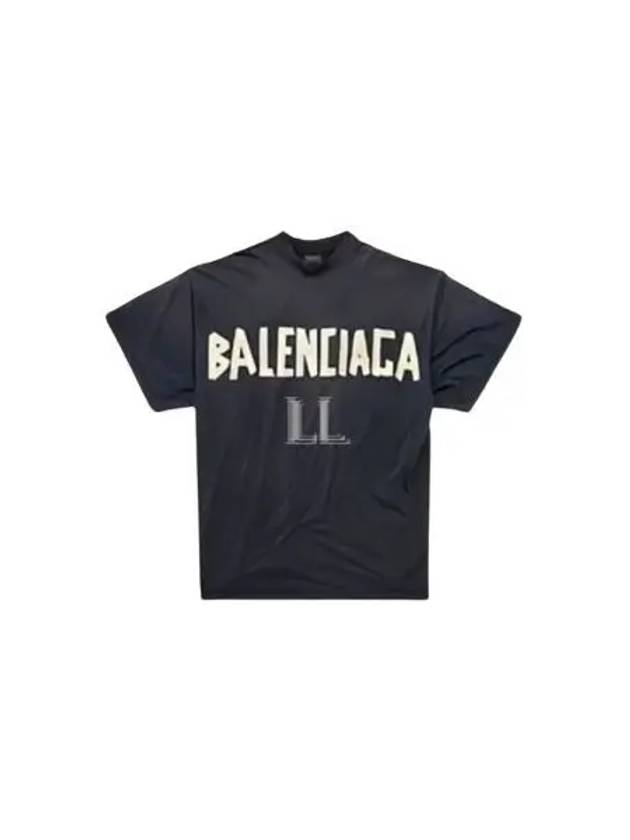 Luxury Balenciaga  Tape Type Cotton Short Sleeve T-Shirt Black