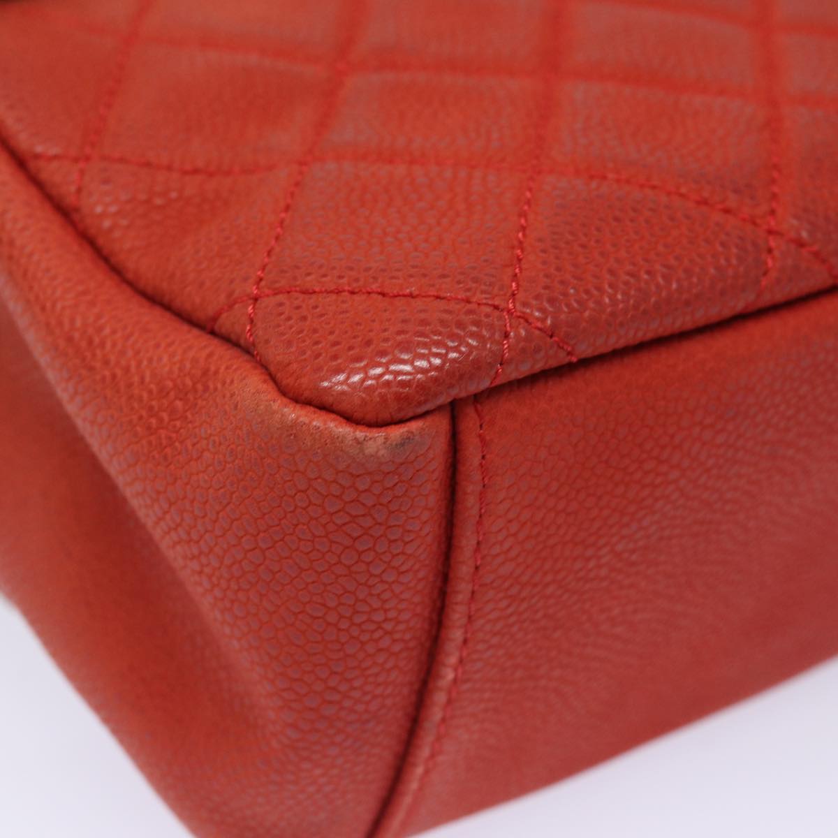 Top Quality Chanel Matelasse Shoulder Bag Caviar Skin Beige CC Auth 82249A