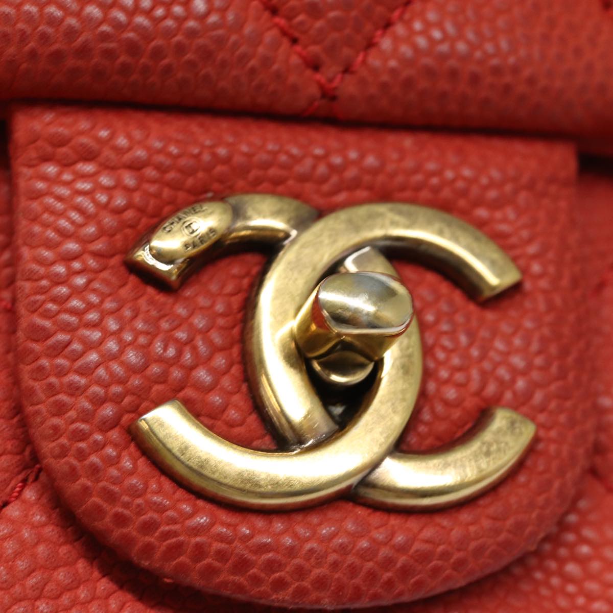 Top Quality Chanel Matelasse Shoulder Bag Caviar Skin Beige CC Auth 82249A