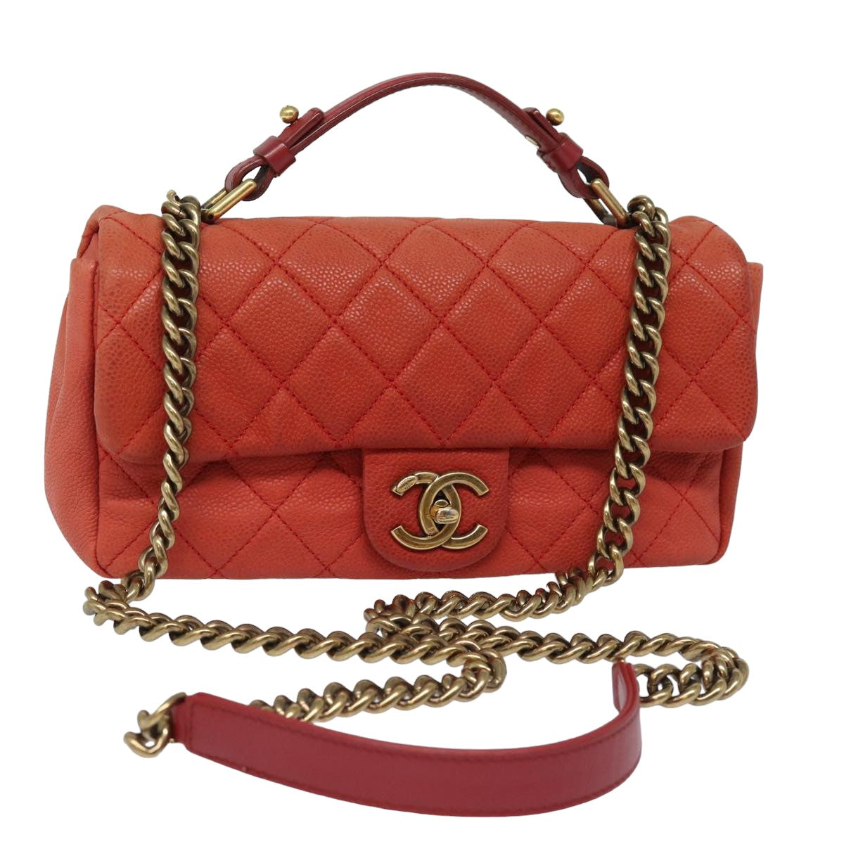 Top Quality Chanel Matelasse Shoulder Bag Caviar Skin Beige CC Auth 82249A