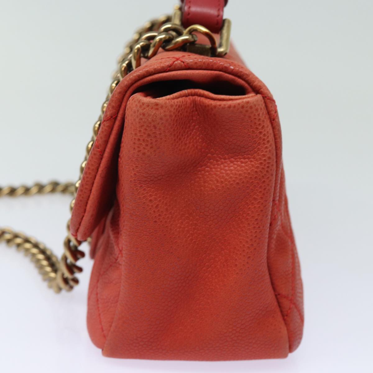 Top Quality Chanel Matelasse Shoulder Bag Caviar Skin Beige CC Auth 82249A