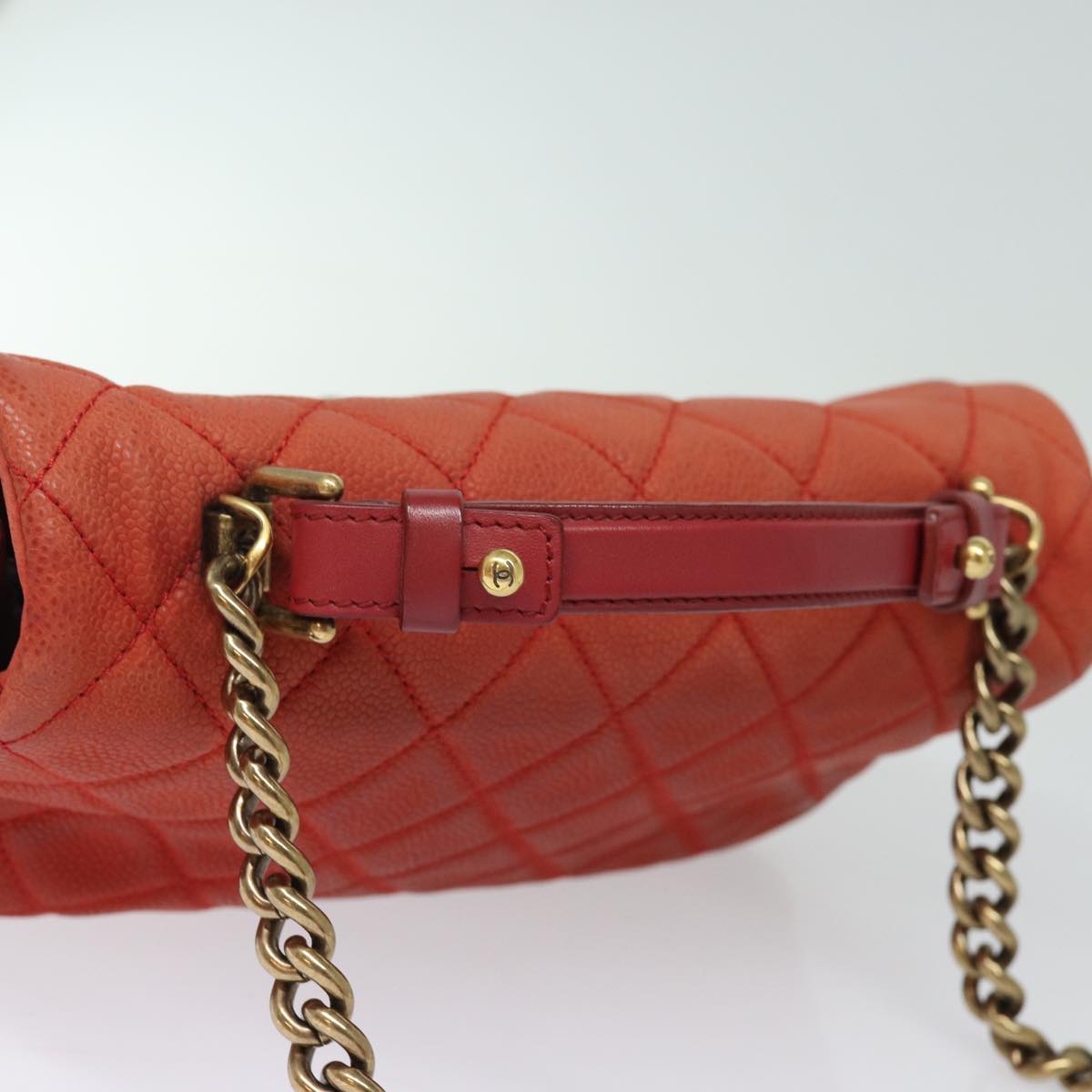 Top Quality Chanel Matelasse Shoulder Bag Caviar Skin Beige CC Auth 82249A