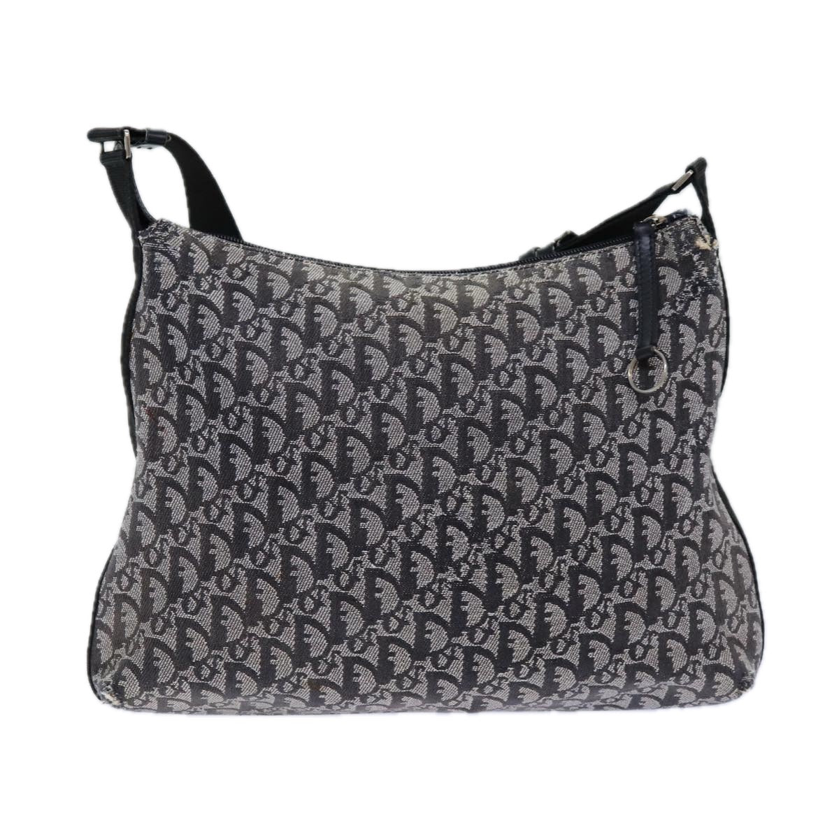 CHRISTIAN DIOR Trotter Canvas Shoulder Bag Black Auth 82279