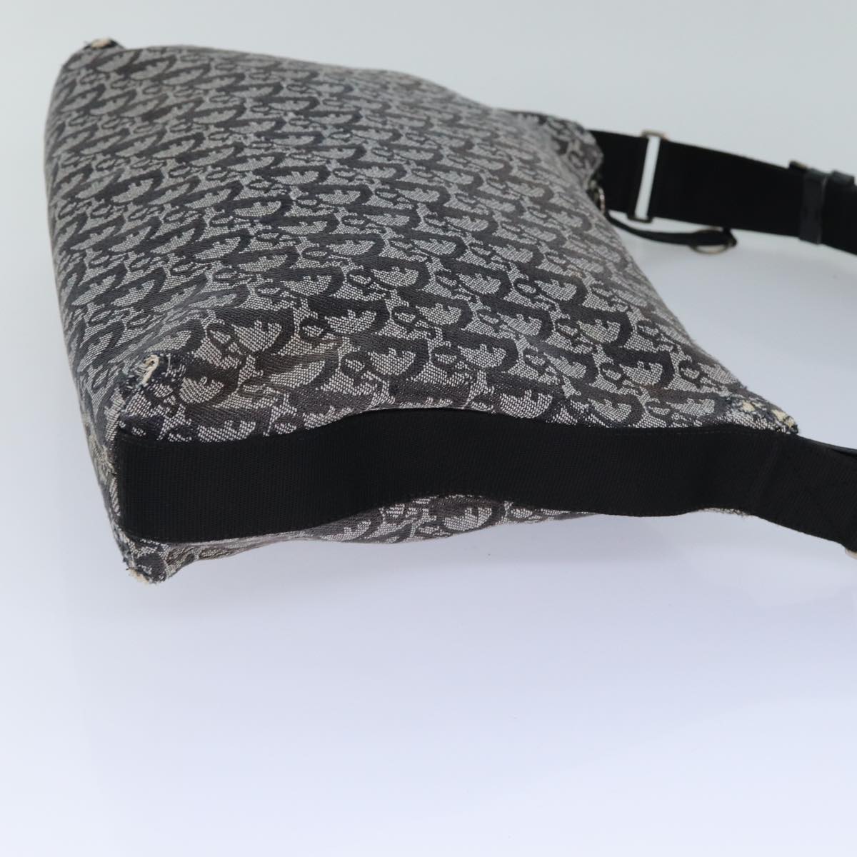 CHRISTIAN DIOR Trotter Canvas Shoulder Bag Black Auth 82279