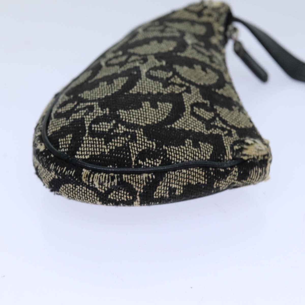 CHRISTIAN DIOR Trotter Canvas Saddle Coin Purse Black Auth 82486