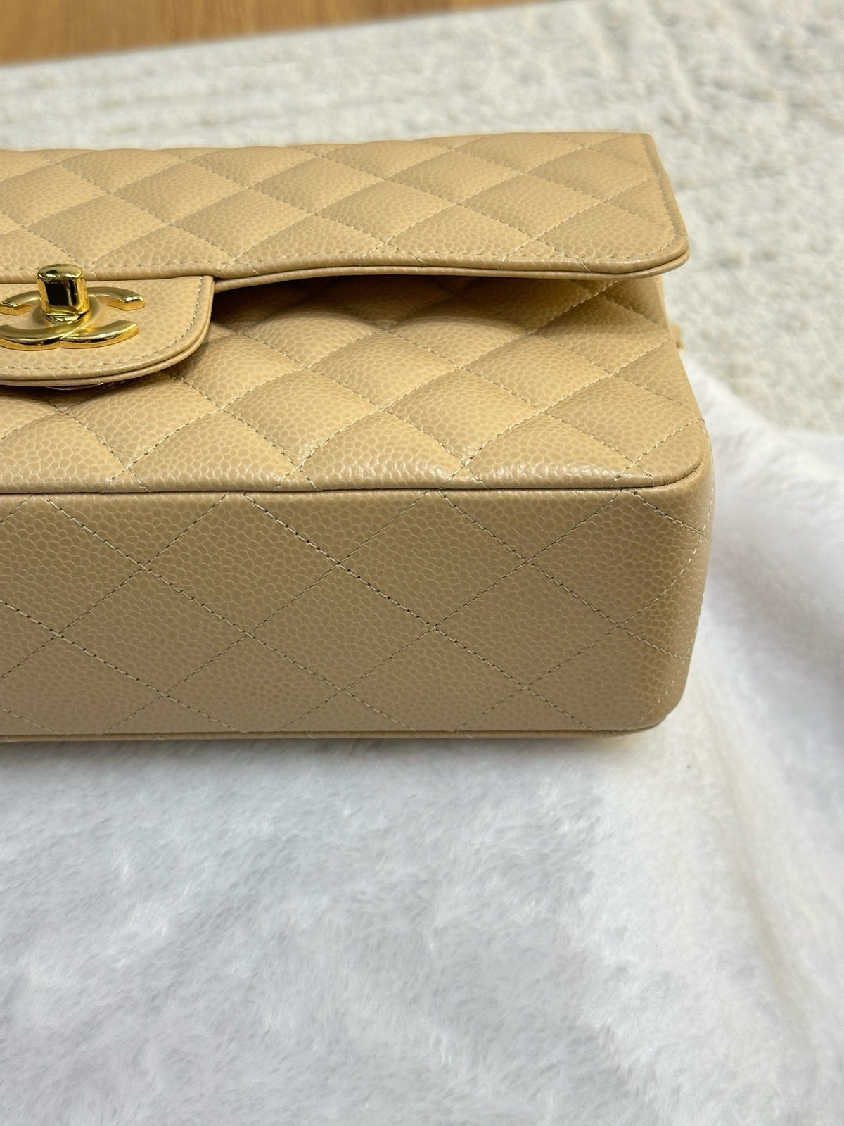 Chanel Medium Caviar Classic Double Flap Bag Beige