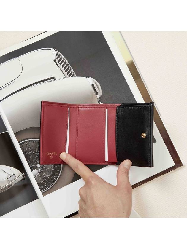 Nineteen Gold CC Logo Lambskin Half Wallet Black Chanel