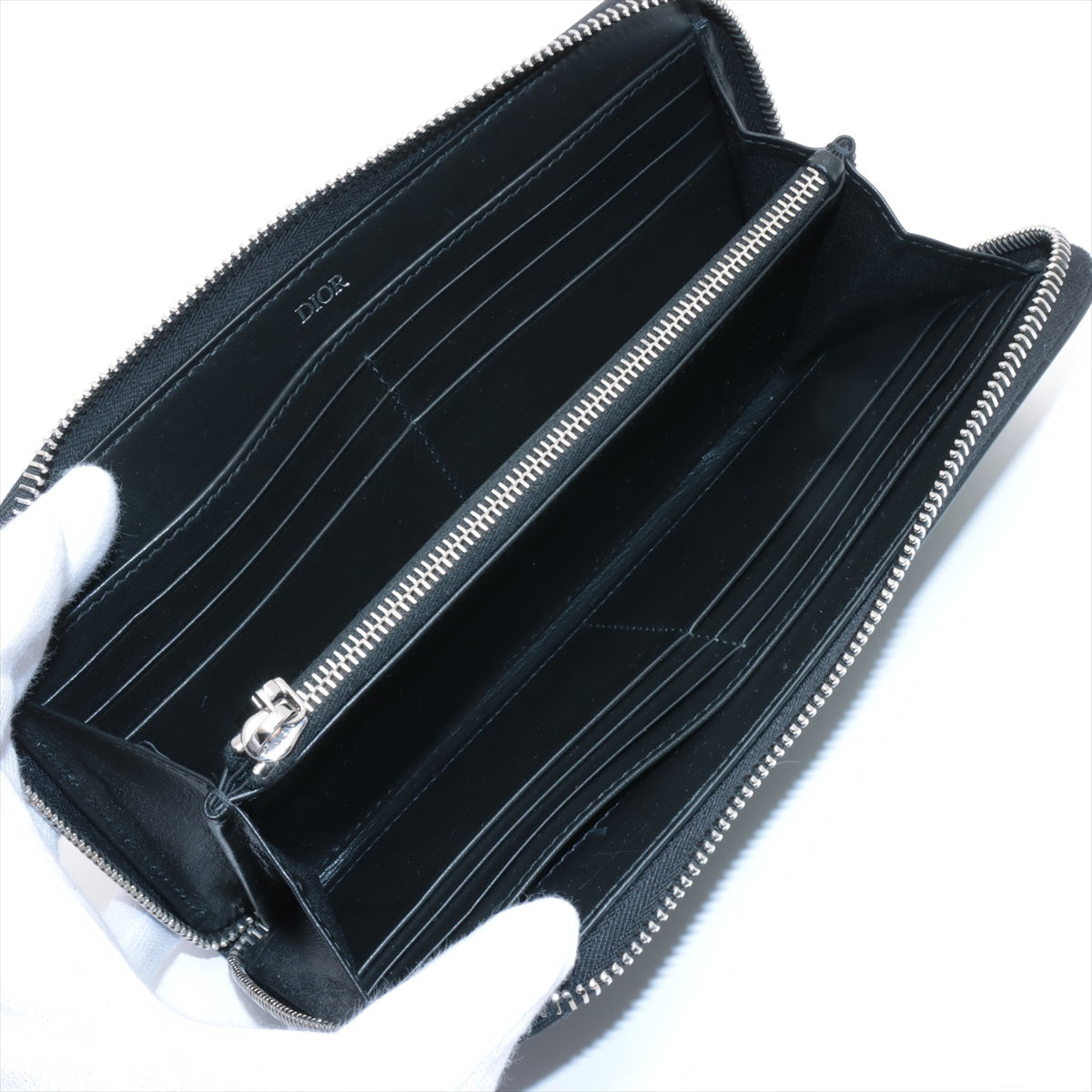 Dior  the Galaxy Leather Round  Wallet Black