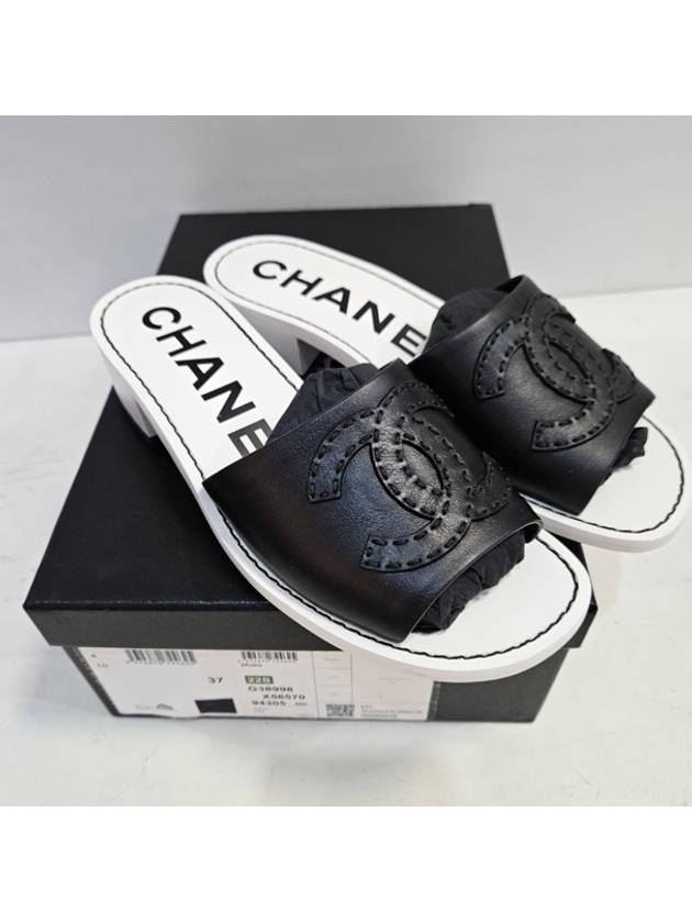 middle heel mule sandals Chanel