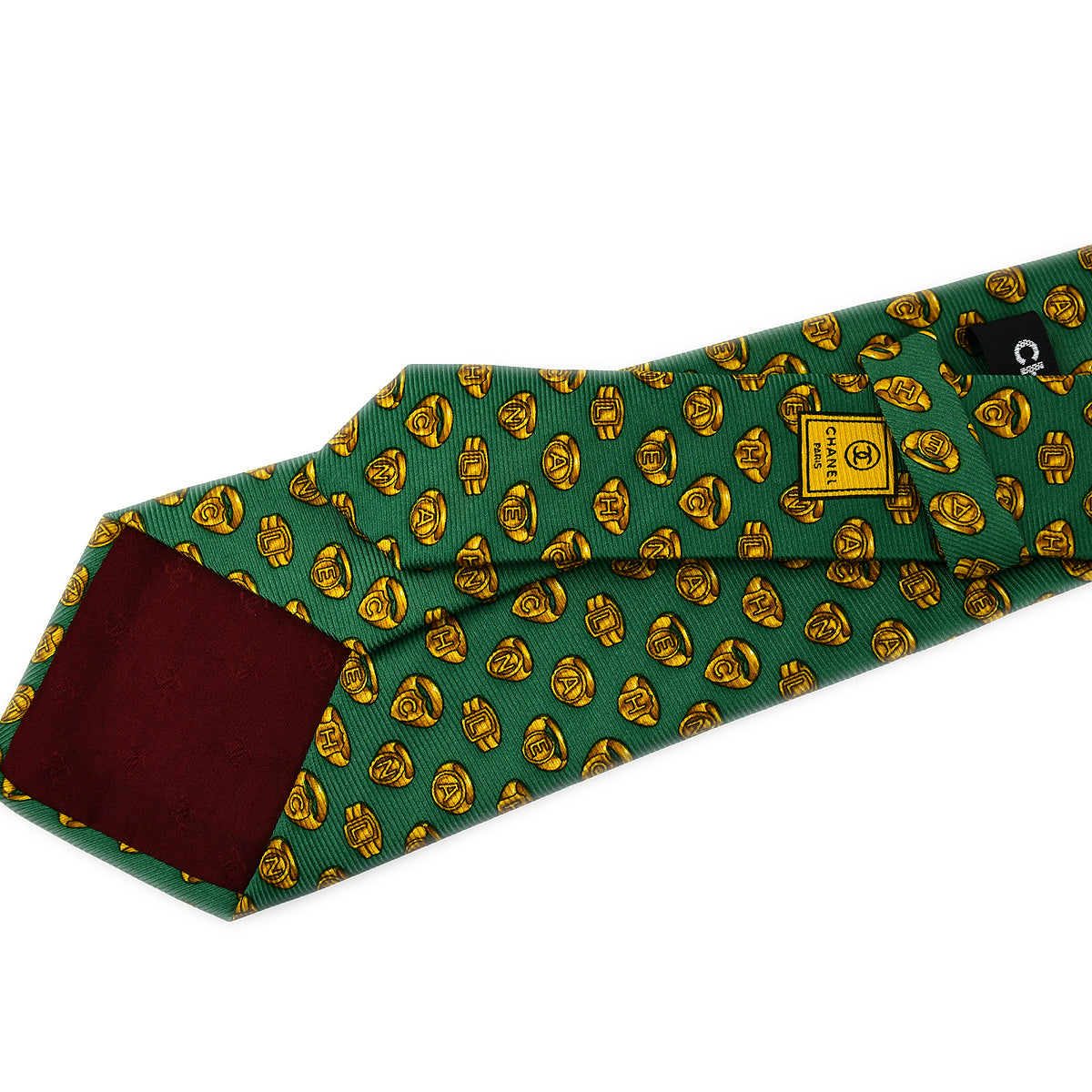 Chanel Necktie Green Small Good