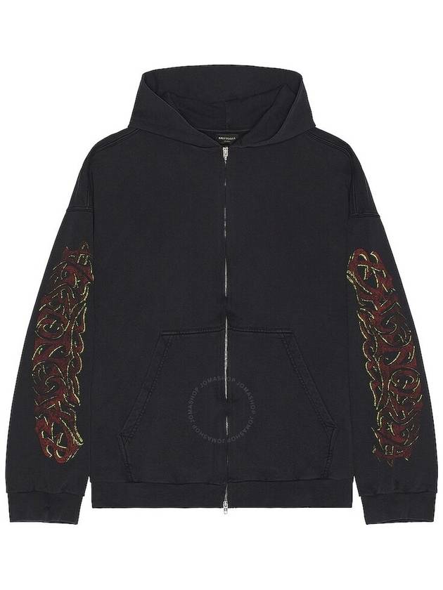 Luxury Balenciaga  Offshore Medium Fit Zip-Up Hoodie Black Faded