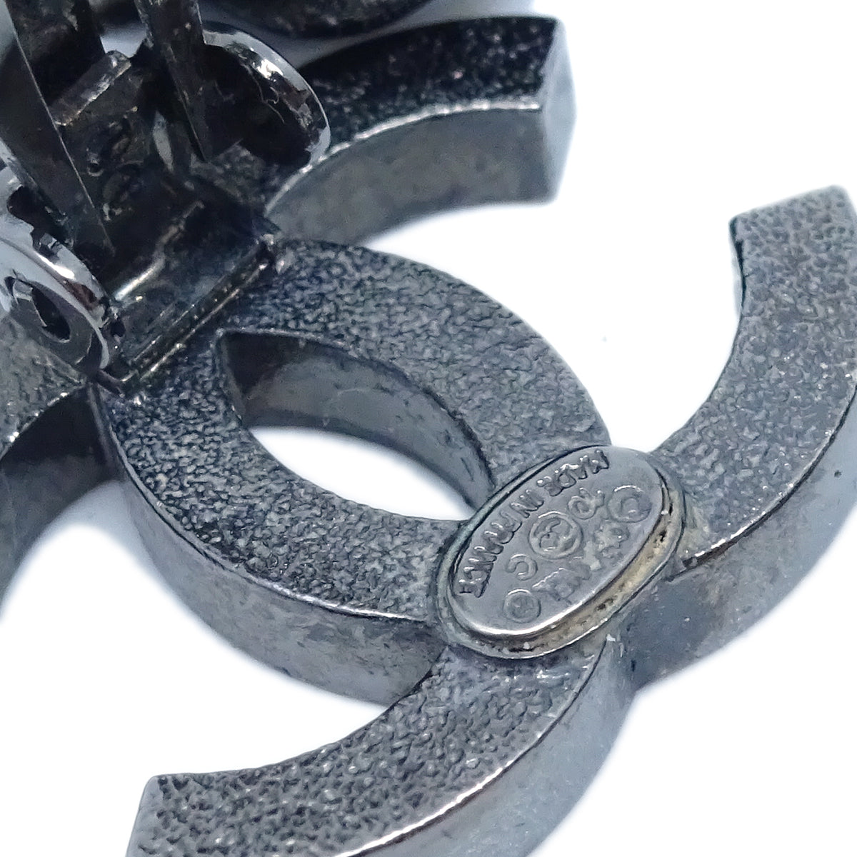 Chanel Dangle Earrings Clip-On Black 10C