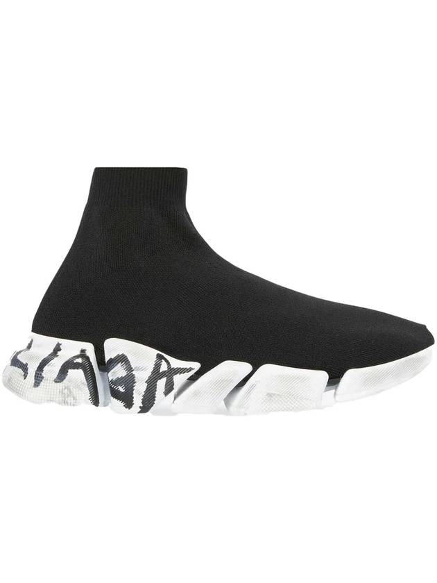 Luxury Balenciaga  Speed 2.0 Graffiti Knit High Top Sneakers Black