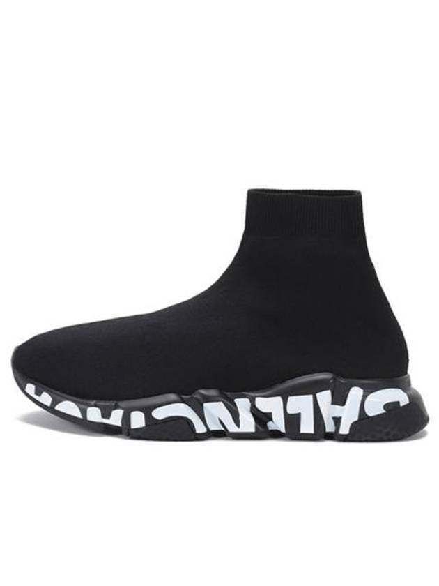 Luxury Balenciaga  Speed Midsole Graffiti High Top Sneakers Black