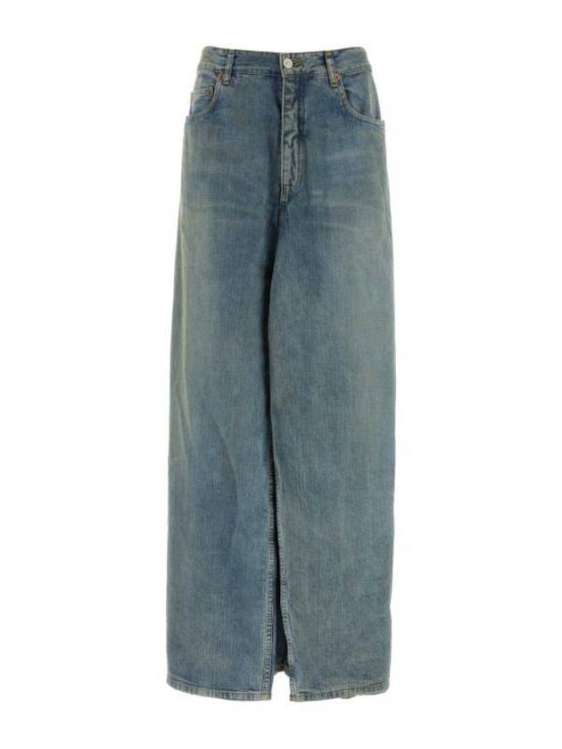 Luxury Balenciaga  Mid Rise Wide Jeans Blue